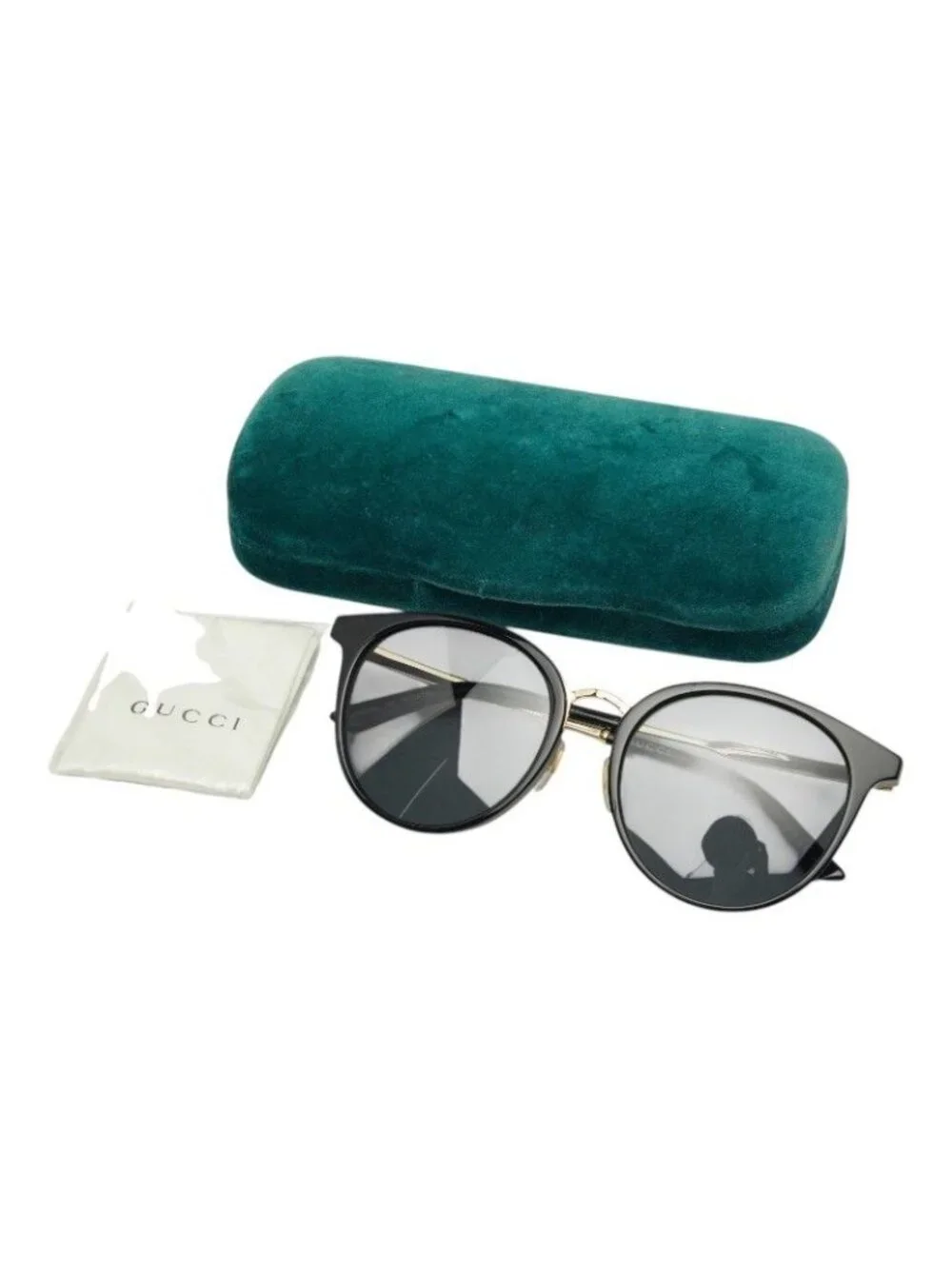 Gucci Interlocking Sunglasses Black Gold Acetate Eyewear